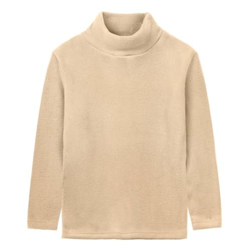 LittleSpring Beige Turtleneck Shirt 2T Girls Long Sleeve Tops Toddler Boys Girls Mock Neck Thermal Shirts Pullover Solid